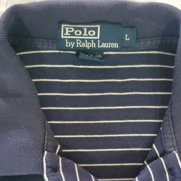 Polo Ralph Lauren Blue and White Striped Polo Shirt - Picture 4 of 5